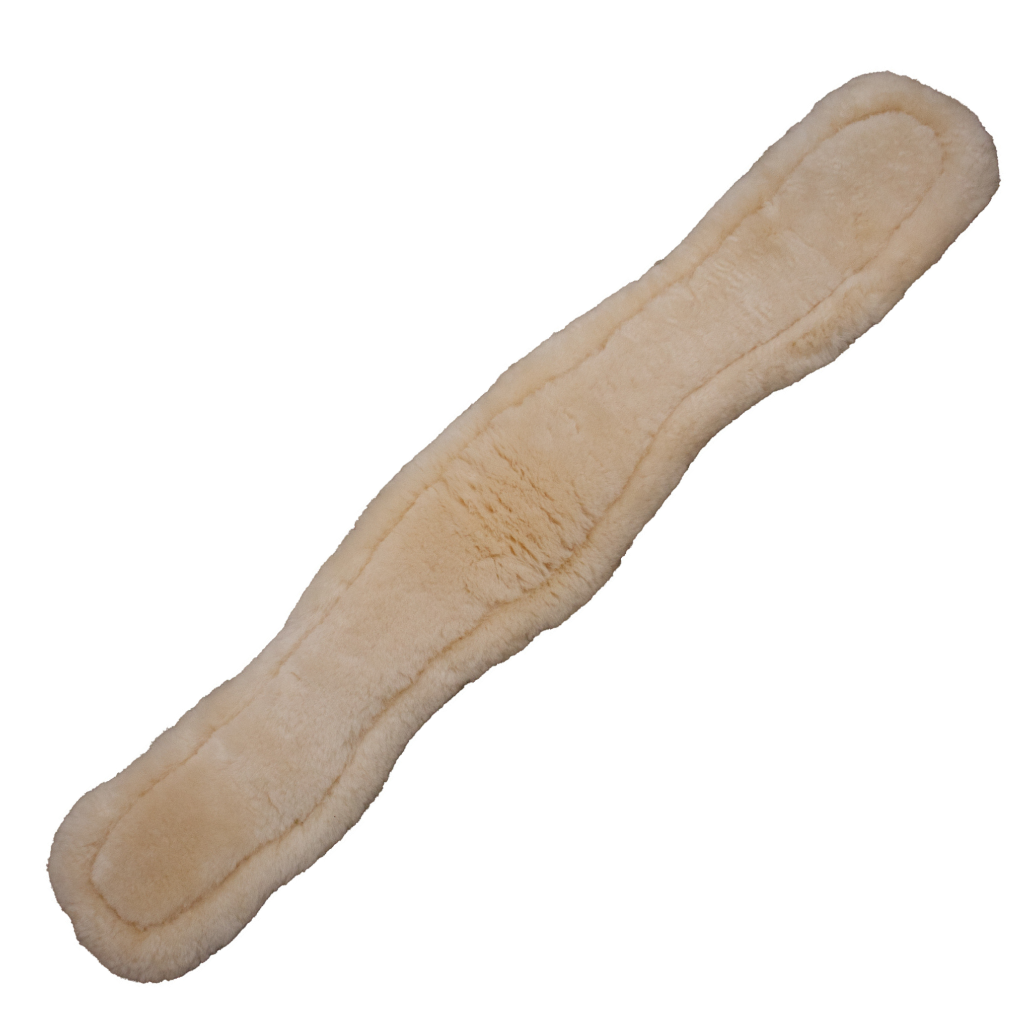A Leveza short girth with natural sheepskin lining, designed for horses with sensitive skin.