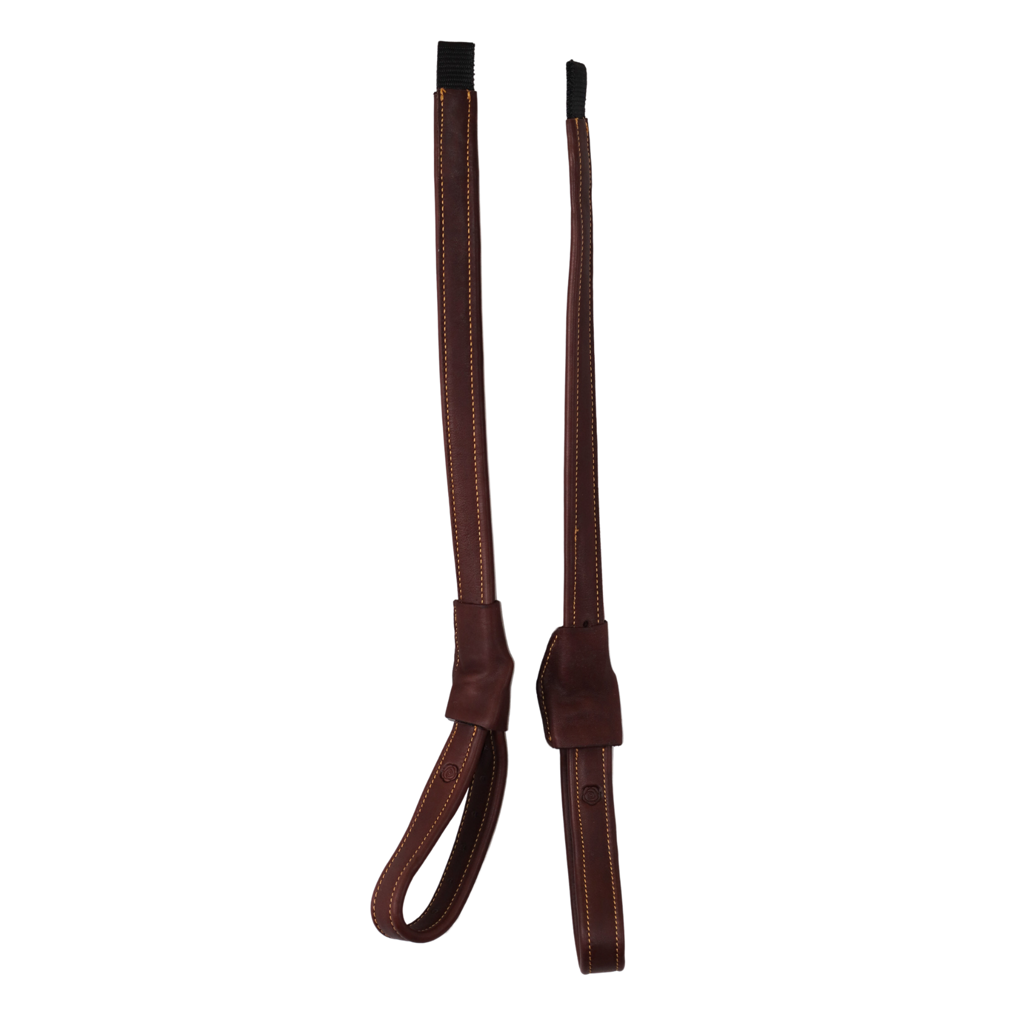 Brown Brome Mono Stirrup Leathers against a white background.