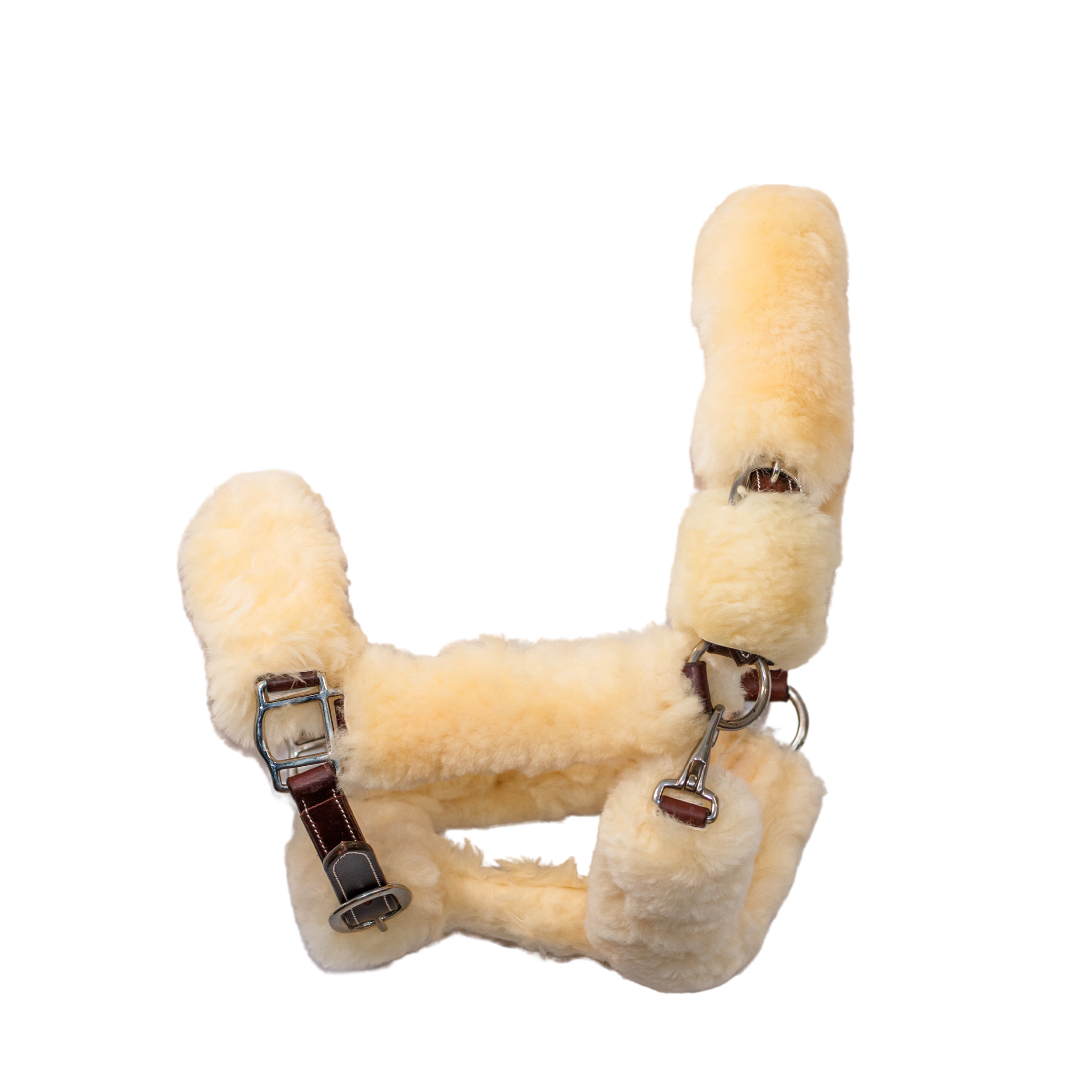 Left side view of Whistler Sheepskin Halter against a white background.