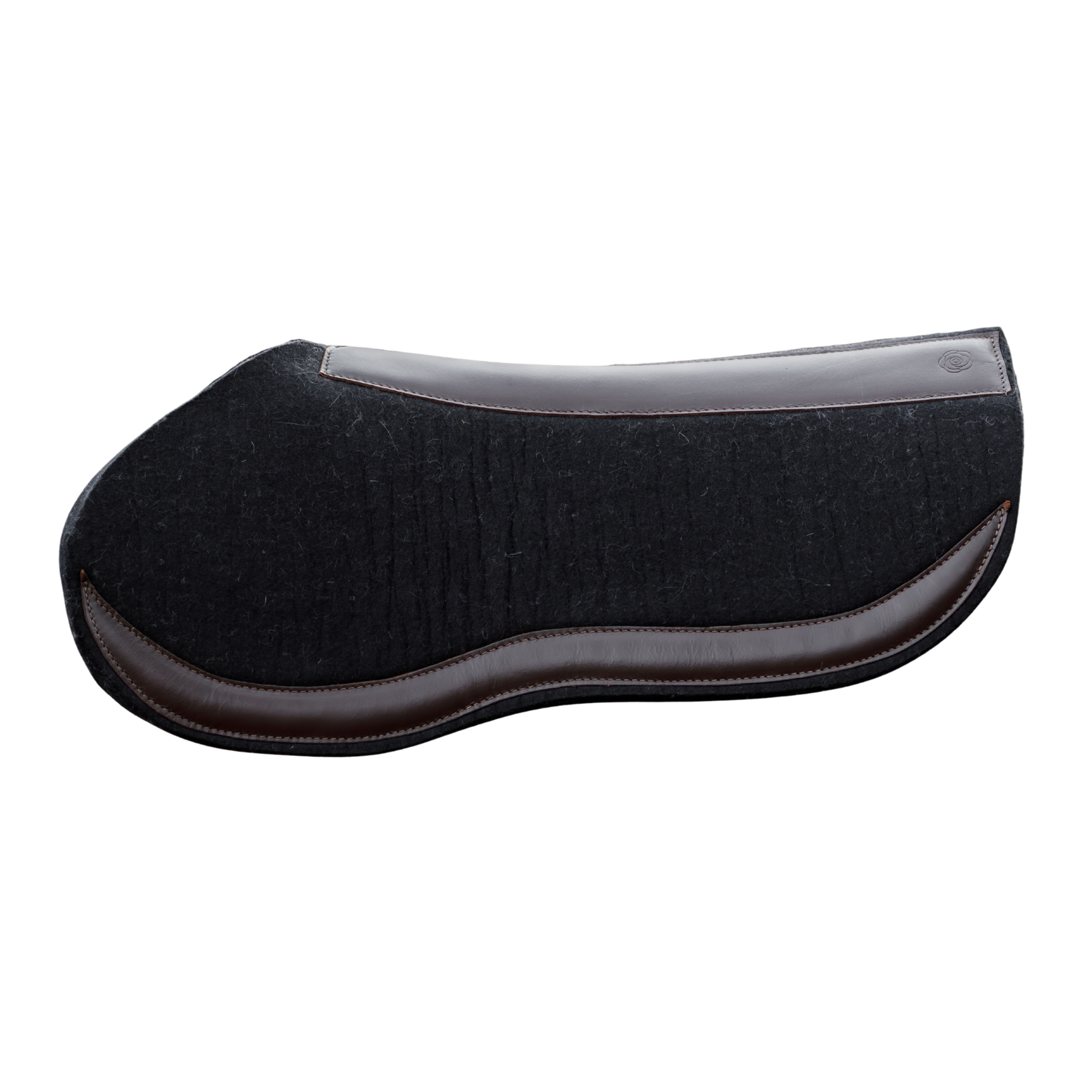 Black felt half pad against a white background
