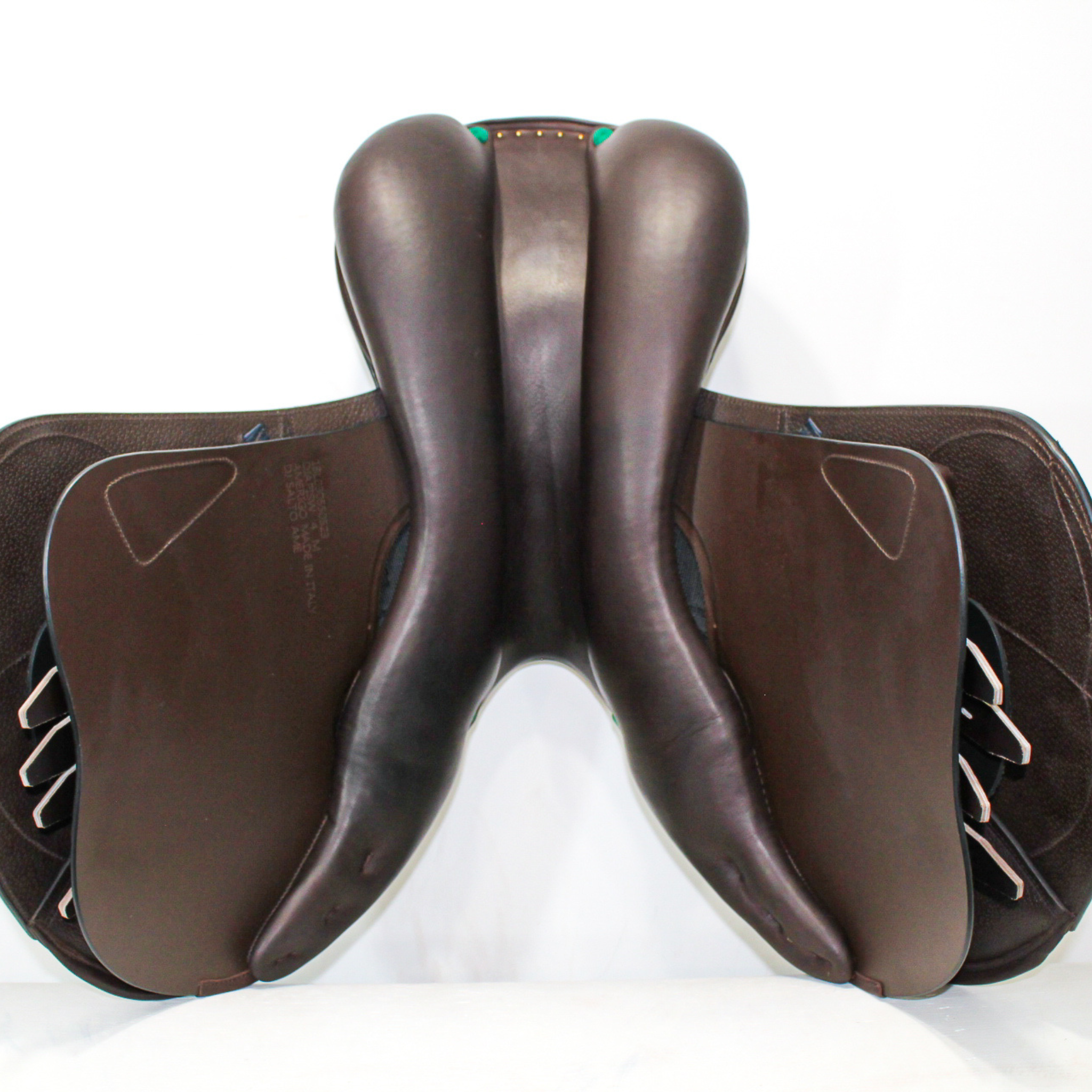 Underside view of saddle panels
