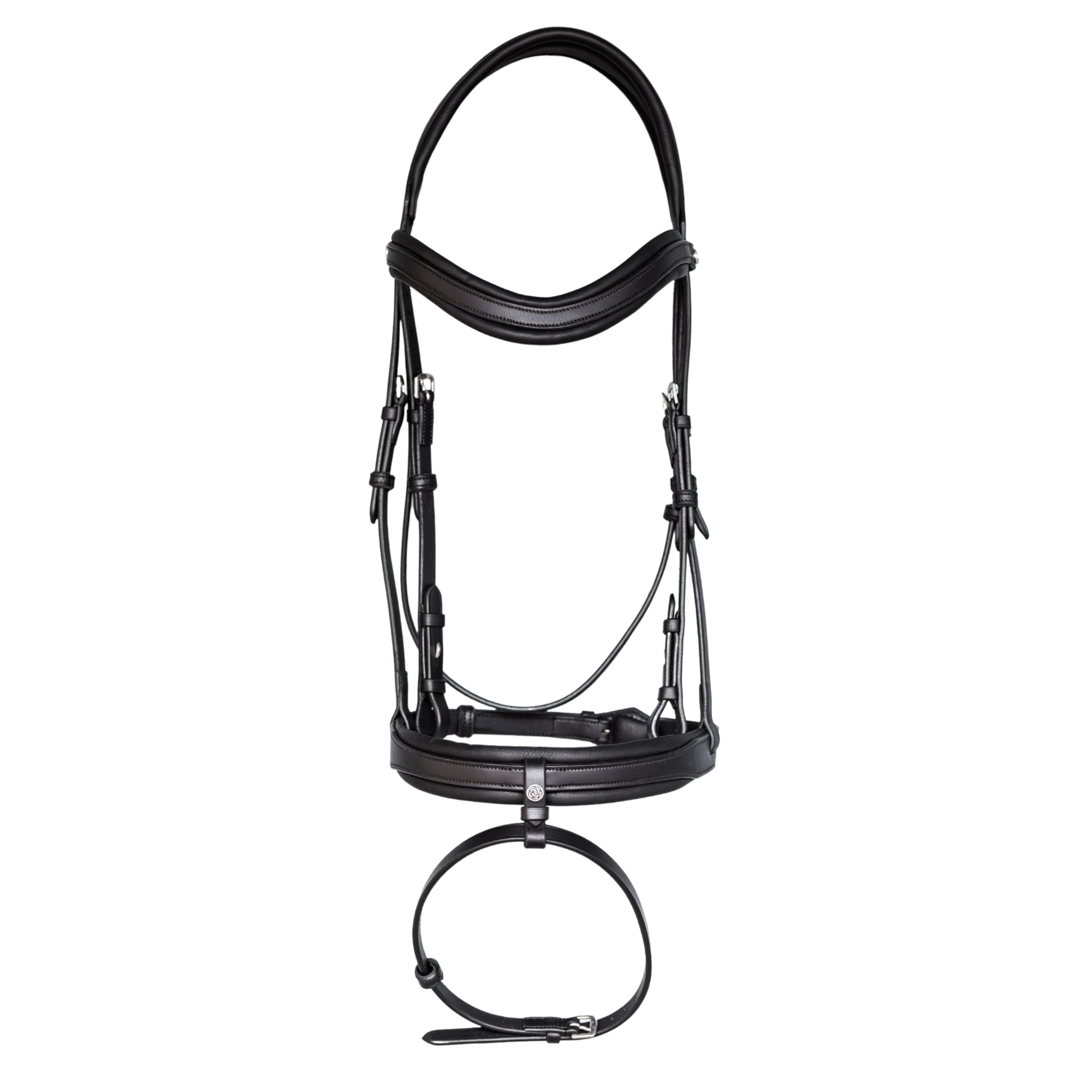 Black soft bridle on a white background
