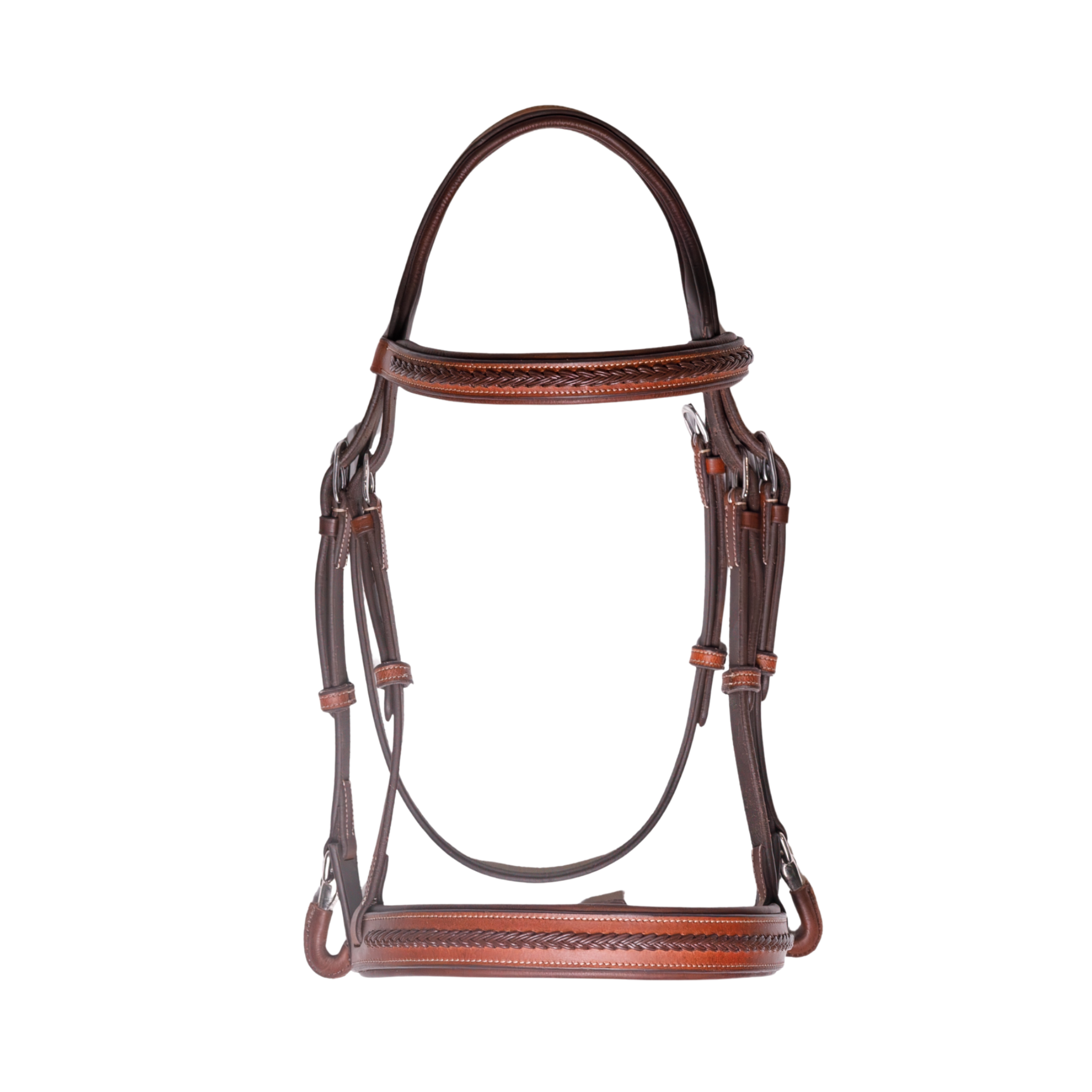 Brown Braided Training Bridle on a white background