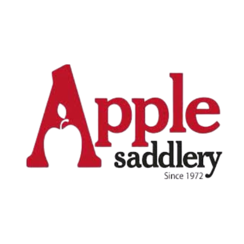 Logo of Apple Saddlery with red "Apple" text and black "saddlery" text on a white background; white apple silhouette on the 'A'.