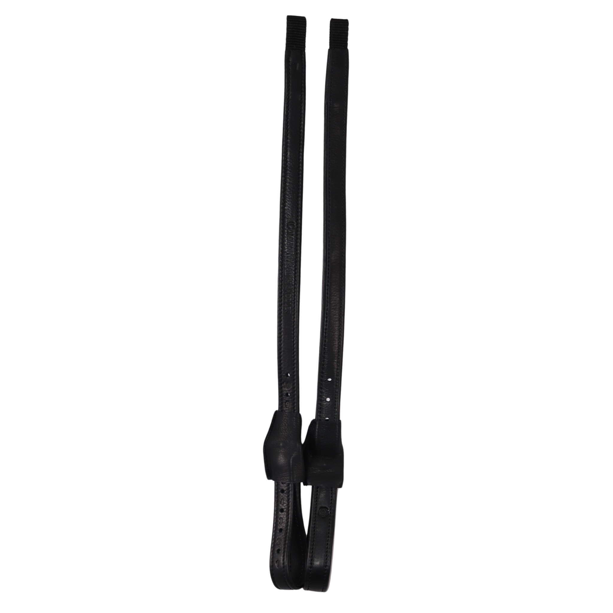 Black Brome Mono Stirrup Leathers against a white background.