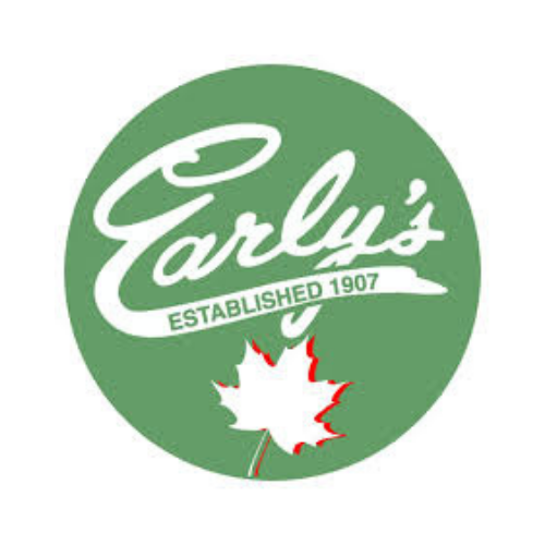 Logo of Early's with a maple leaf on a green background
