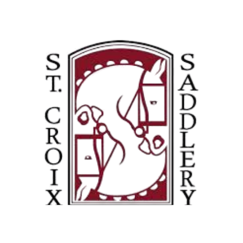 Logo of St. Croix Sadlery with 2 horse heads on a white background
